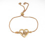 BC1303 Chic Dainty 18K Gold plated Rainbow Zircon CZ Micro Paved Love Heart Slide Chain Bracelets