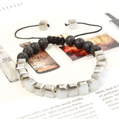 BG1089 2020 Chic Handmade Crystal Square Box Beads with Black Lava Essential Oil Friendship Bracelet