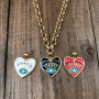 NZ1049 Popular Chic Enamel Rainbow CZ Micro Pave Eye Heart Pendant Gold Circle O Chain Necklace for Women Girls