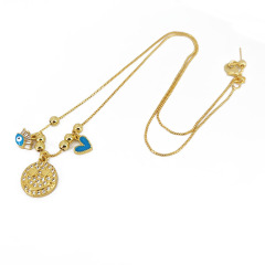 NZ1298 Mini Assorted Dainty Enamel Heart & Evil Eye Charms CZ Paved Smiley Emoticon Women Happy Smile Face Necklace