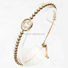 BC1124 fashion copper bead women bracelet,cz micro pave hamsa adjustable bracelet for woman