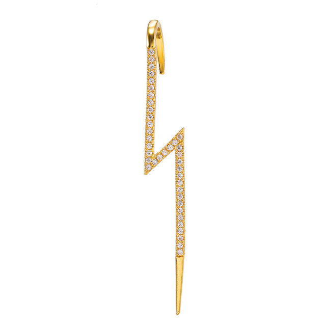 EC1736 CZ Micro Pave Bar Ear Pin Jewellery Cartilage earring Edgy Long pin Hook  ear cuff Climber earring Needle earring