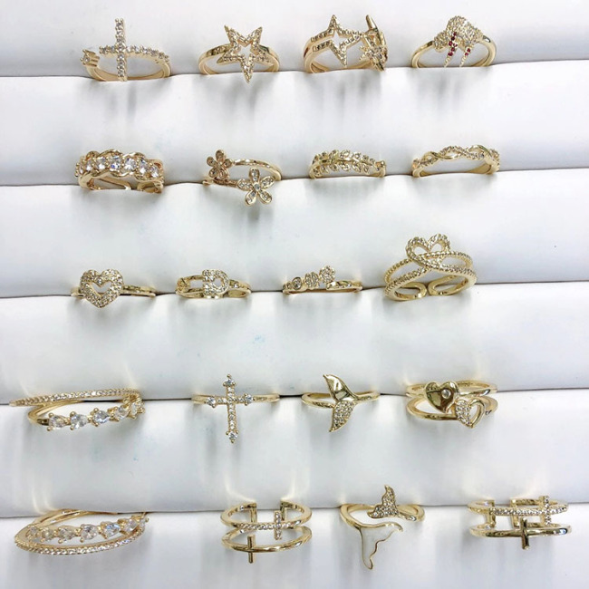 RM1142 Chic Bling Crystal Cubic Zirconia CZ Pave Rings CZ paved 18k Gold Plated Diamond Engagement Finger Rings for Ladies Women