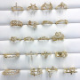 RM1142 Chic Bling Crystal Cubic Zirconia CZ Pave Rings CZ paved 18k Gold Plated Diamond Engagement Finger Rings for Ladies Women