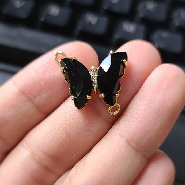 CZ8358 Jewelry rainbow clear colored CZ Zircon glass crystal Charms butterfly pendant