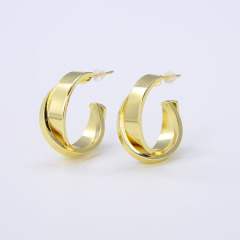 18K Gold Plated Brass Fashion Chic Dainty Earrings For Women Girls, Ear Jewelry cuff Hoop Huggies Earring, Simple Earrings