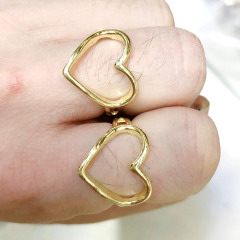 RM1170 Dainty Delicate  Minimalist Gold Plated CZ Toggle Cresent Moon and Star Celestial Double Stack Heart Rings for Ladies