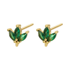 EC1775 Tiny Mini 18k Gold Plated Baguette CZ Diamond Bear Stud Earrings - Dainty Minimalist Cubic Zirconia Earrings