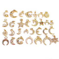 CZ8330 18K Gold Plated mini Pave CZ Star Moon Charm pendants , CZ Micro Pave Crescent Charms for Bracelet Earring Jewelry Making CZ8330 18K Gold Plated mini Pave CZ Star Moon Charm pendants , CZ Micro Pave Crescent Charms for Bracelet Earring Jewelry Making