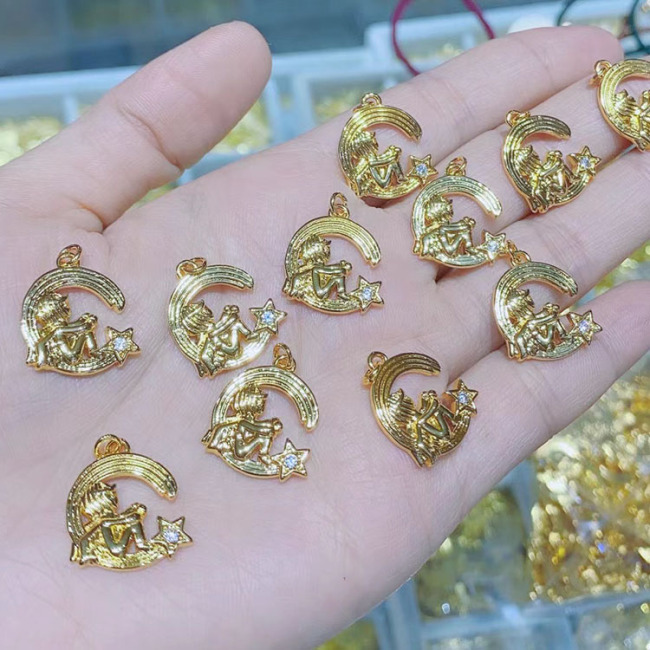 CZ8310 Dainty Mini Gold CZ Micro Pave Rainbow Evil Eyes Sun Flower Daisy Charm Pendants
