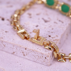 natural jade stone 18k gold plated women's real jade bangle bracelet