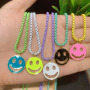 NM1071 2021 Fashion Summer Jewelry Gold Plated Enamel Smiley  Happy Face Emoji Pendant Chain Necklace