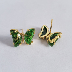 EM1272 Fashion Colourful butterfly women stud earrings , Charm 18k gold plated brass insect styles ladies earring