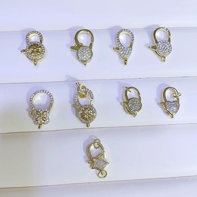 CZ8188 18k Gold Plated Diamond CZ Micro Pave Teardrop Lobster Claw Clasp, Cubic Zirconia Pave Lobster Clasps,CZ Jewelry Clasp