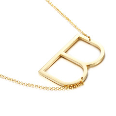 NS1084 Unisex Big 18k Gold Plated Stainless Steel 26 Alphabet Letter Charm Pendant Necklaces Large A-Z Initial jewelry for Women