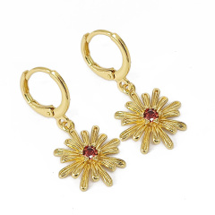 EC1810 Fashion Dainty 18K Gold Multicolor Women Zircon CZ Snowflake Huggies Holiday Earring For Ladies
