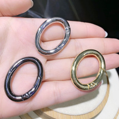 JF1315 Gold Silver Gunmetal Plated Brass Round Oval Eye Shape Swivel Spring Clasp,Push Gate Rings for Charm Holder Connectors