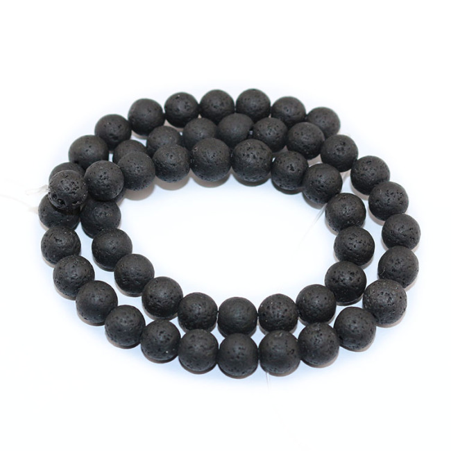 LB1068 Black Matte Volcanic Lava Stone Beads for Essential Oil Bracelets