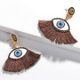 ET1055 Fashion Crystal Pave Evil Evileye Eye Charm Tassel Earrings for Women Girls