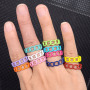 RA1013 Hot Selling Neon Enamel Rainbow Colored Curb Link Chain Brass Metal Stackable Rings for Ladies