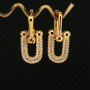 EC1723 2021 Womans Fashion Gold Plated Clear CZ Micro Pave Horseshoe U shape Dangle Charm Huggie Earrings