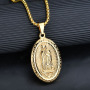 NS1122  Fashion Christian Jewelry Steel Oval Charms Pendant Necklace,Stainless Steel Gold Plated The Virgin Mary Men Necklace