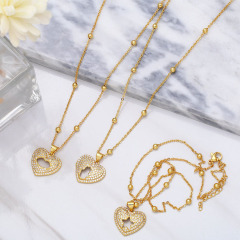 NZ1334 New Creative 18k Gold Plated Chic Cubic Zirconia CZ Hollow Star Hand Cross Butterfly in Heart Pendant Chain Necklace