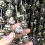 PB1119 Carved pyrite buddha beads,laughing buddha head beads