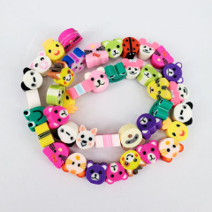 Colorful Clay Jewelry Beads Rainbow Polymer Clay Smiley Heart Skull Flower Animal Jewelry Spacer Coin Beads for Kids Jewelry