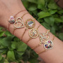 BC1303 Chic Dainty 18K Gold plated Rainbow Zircon CZ Micro Paved Love Heart Slide Chain Bracelets