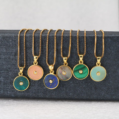 Jewelry Pendant Necklace 18k Gold Plated Copper New Women Gift Chain Fancy Stone Charm Necklace