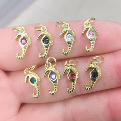 CZ8303 Dainty Tiny Mini Small CZ Diamond Leo Leopard Sea Horse Owl Fox Animal Charm Pendants