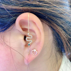 EC1736 CZ Micro Pave Bar Ear Pin Jewellery Cartilage earring Edgy Long pin Hook ear cuff Climber earring Needle earring