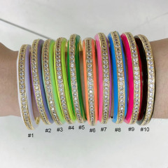 BC2033 Fashion Micro Pave CZ Enamel Neon Multicolor Colorful Cuff Bracelet Bangles for Women 2021