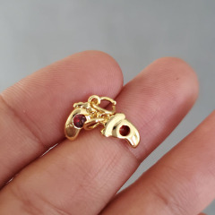 CZ8232 Dainty Jewelry supplies Tiny Mini Gold Plated CZ Micro Pave Babay Foot Footprint Charm,Small Cubic Zirconia Foot Charms