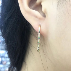 EC1488 Womans Fashion Boho Style CZ Piercing Earrings, Women's CZ Paper Clip Earring,Dainty Micro Pave Paperclip Earring
