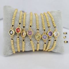 BC1358 Dainty 18k Gold Beads CZ Cubic Zirconia Charm Macrame Bracelets for Women,fashion jewelry 2021 bracelet