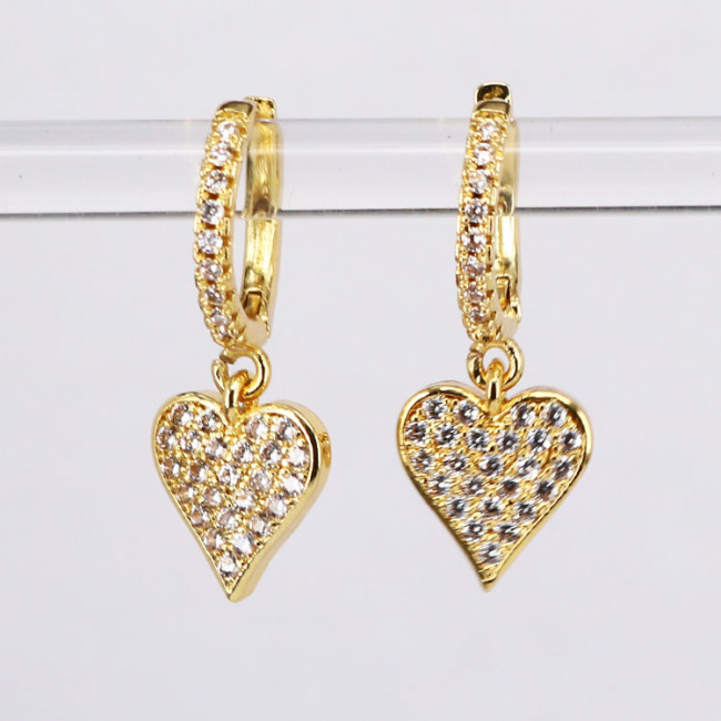 EC1483 Womans Fashion Rainbow Minimal CZ Huggie Earrings, Women's Pretty Dainty CZ Micro Heart Huggies