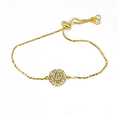 BC1353 Gold plated Diamond CZ Pave Happy Face Smiley Bracelets for Women 2021