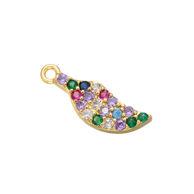 CZ7885 Chic Mini Rainbow Diamond Jewelry Charm Small CZ Micro Pave Chilli Frog Horseshoes Bracelet Charms