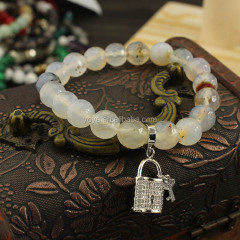 BRZ1357 Newest charm bracelets for women,stretch stone bracelet jewelry with cubic zirconia