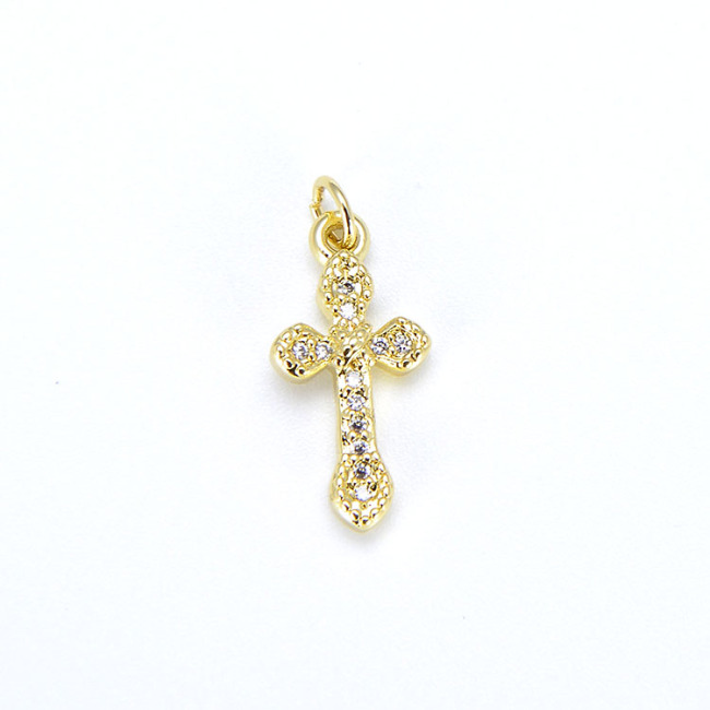 CZ8328 Wholesale tiny mini cz micro pave diamond cross pendant charm,cubic zirconia Christian religion pendant findings