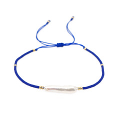 BG1092 Chic Dainty Minimal Miyuki Seed Beads with Natural Freshwater Baroque Pearl Bracelet Adjustable Bracelet for Women Girls