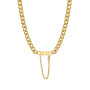 Tarnish Free18k Gold Plated Stainless Steel Curb Chain Buckle Necklace & Bracelet with Tassel Chain Jewelry Sets