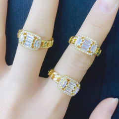 RM1403 Mother's Day Jewelry Gift Dainty 18k Gold Plated Diamond CZ Micro Pave Heart Mama Mom Momma Stackable Rings for Ladies