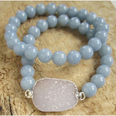 BRH1221 Hot sale aquamarine beaded druzy bracelet set BRH1221 Hot sale aquamarine beaded druzy bracelet set