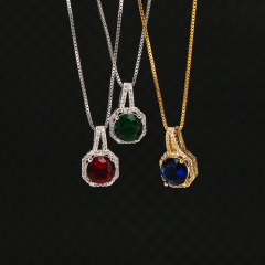 NZ1077 Bling Jewelry Diamond Jewelry Chic Cubic Zirconia CZ Micro Pave Square Shape Pendant Necklace