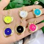 JS1562 18k Gold Plated brass metal rainbow heart enamel charms Pendant