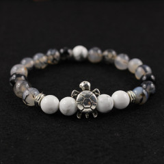 BAA1702 Hot sale White Howlite & Dragon Vein Agate Beaded Turtle Bracelets,Spiritual jewelry Energy bracelet