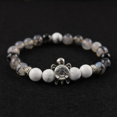 BAA1702 Hot sale White Howlite & Dragon Vein Agate Beaded Turtle Bracelets,Spiritual jewelry Energy bracelet BAA1702 Hot sale White Howlite & Dragon Vein Agate Beaded Turtle Bracelets,Spiritual jewelry Energy bracelet